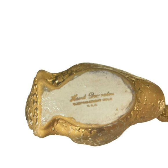 Weeping Bright 22k Gold Paint 9” Swan and 6" Vase Hand Decorated - Picture 3 of 3